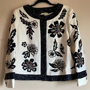 Escada cropped blazer Ivory black  beaded size 40 medium